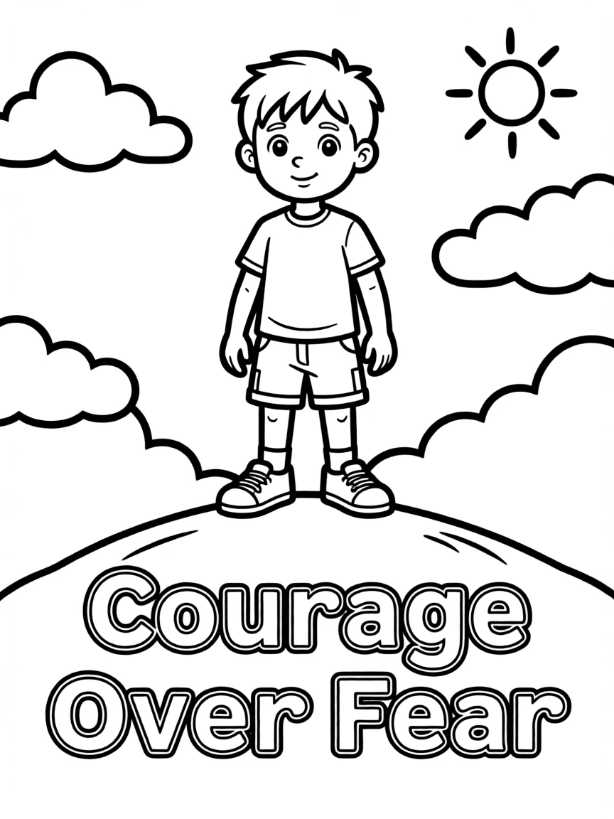 **Courage Over Fear** brave coloring page, include the text "Courage Over Fear".