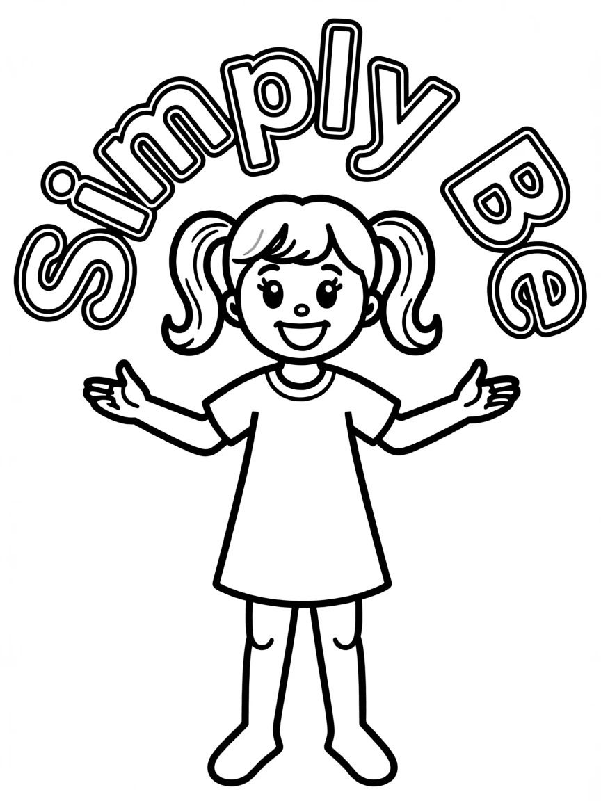 **Simply Be** minimalist coloring page, include the text "Simply Be".