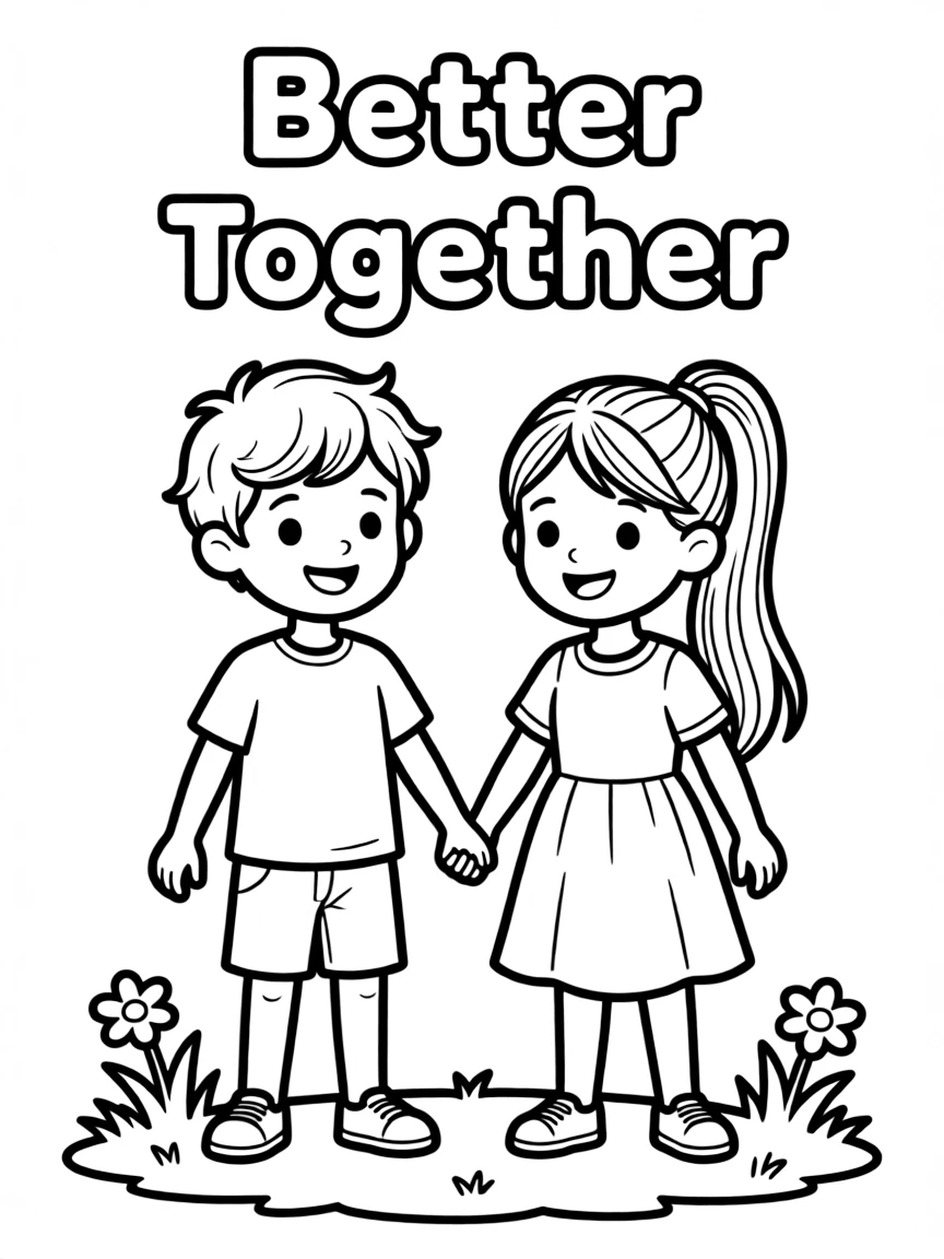 **Better Together** unity coloring page, include the text "Better Together".