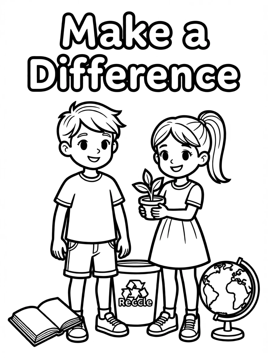 **Make a Difference** impactful coloring page, include the text "Make a Difference".