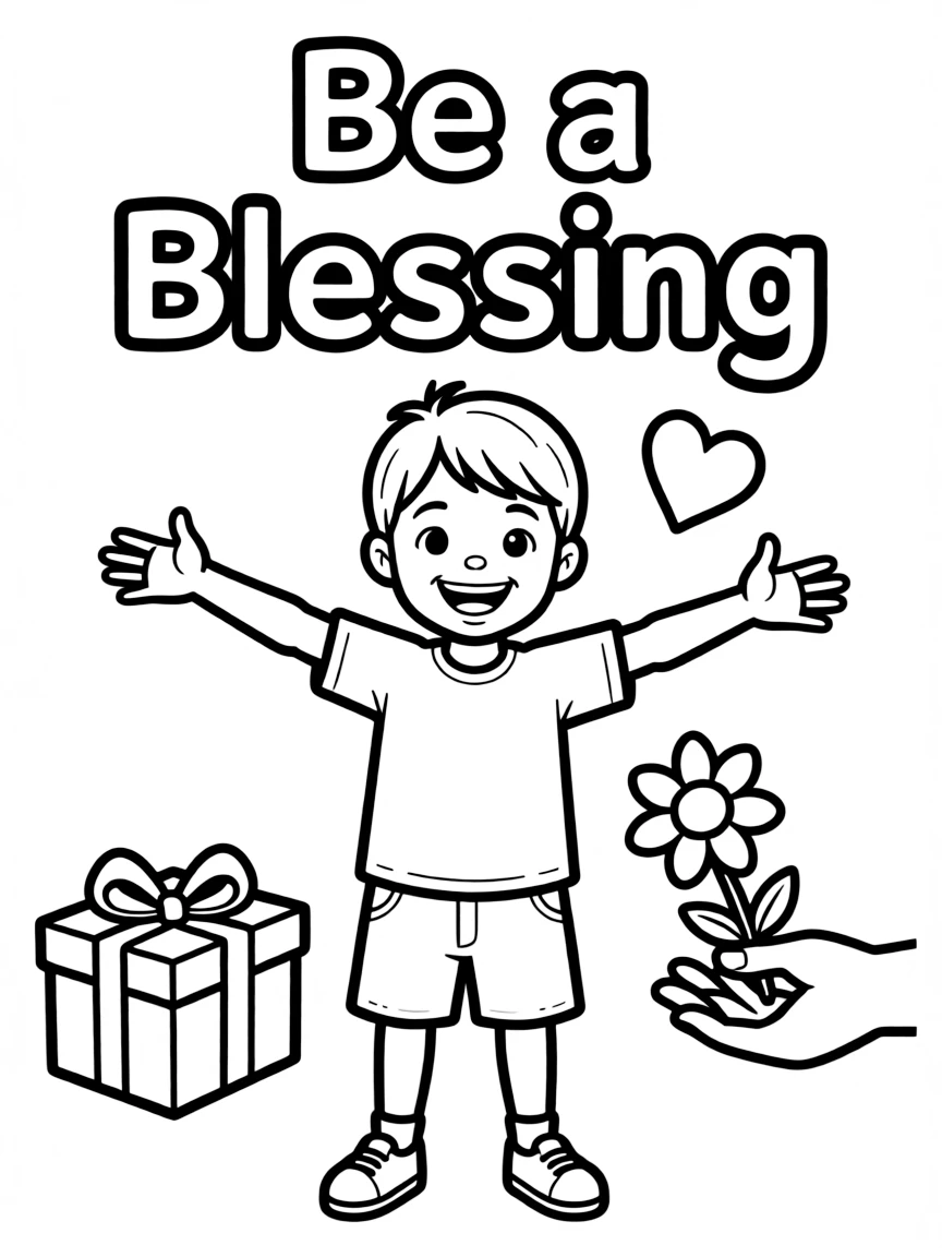 **Be a Blessing** generosity coloring page, include the text "Be a Blessing".