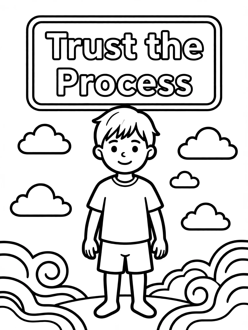 **Trust the Process** patience coloring page, include the text "Trust the Process".
