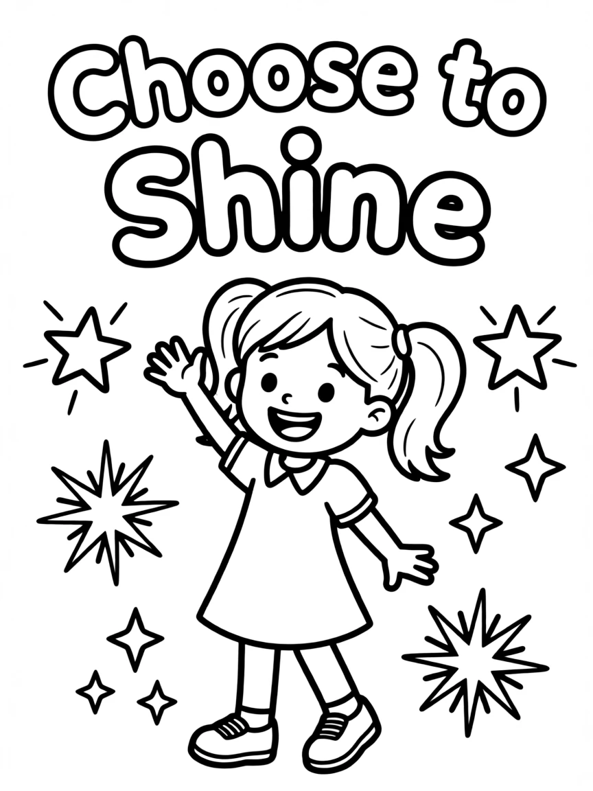 **Choose to Shine** deliberate positivity coloring page, include the text "Choose to Shine".
