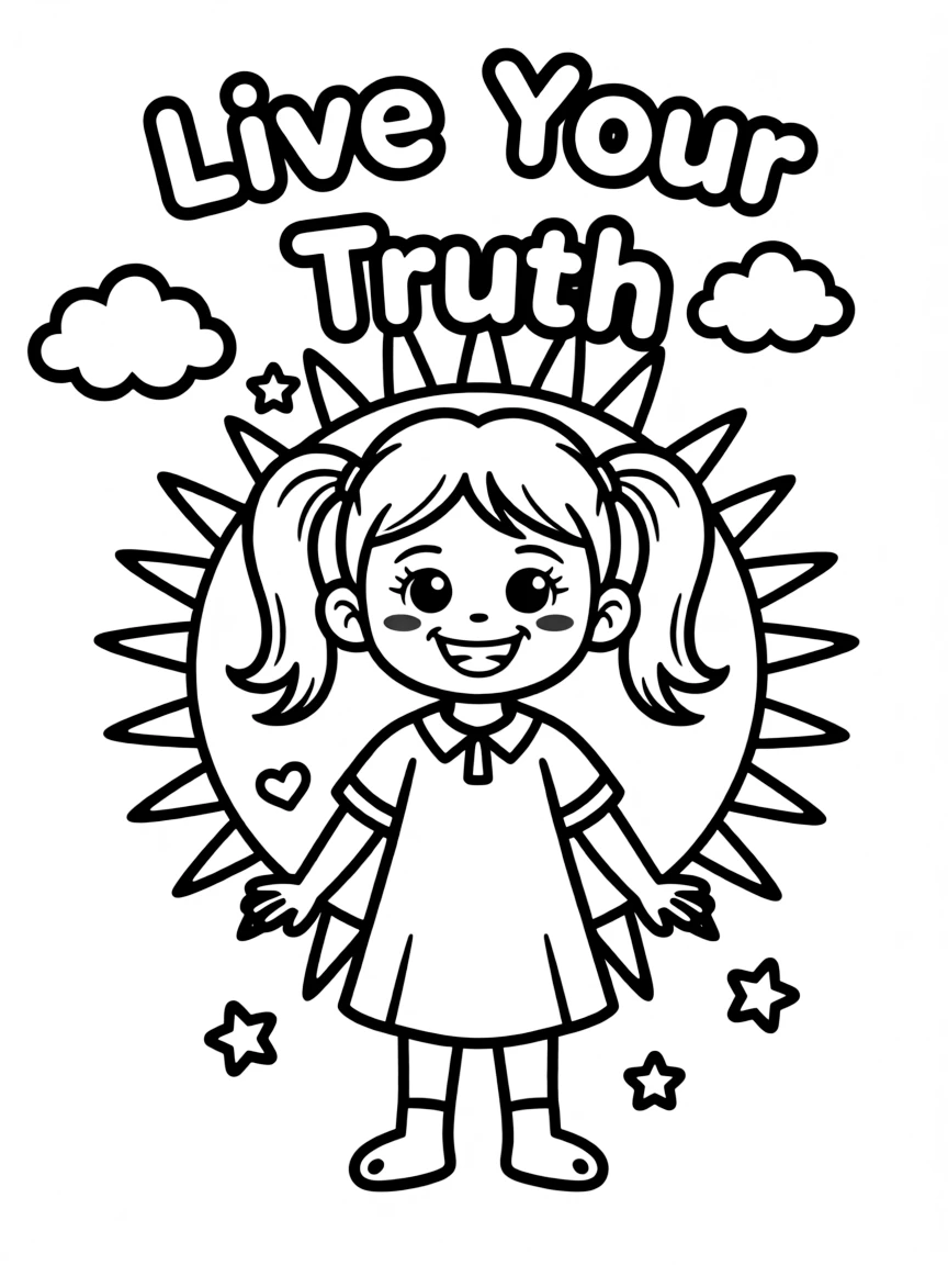 **Live Your Truth** authentic coloring page, include the text "Live Your Truth".
