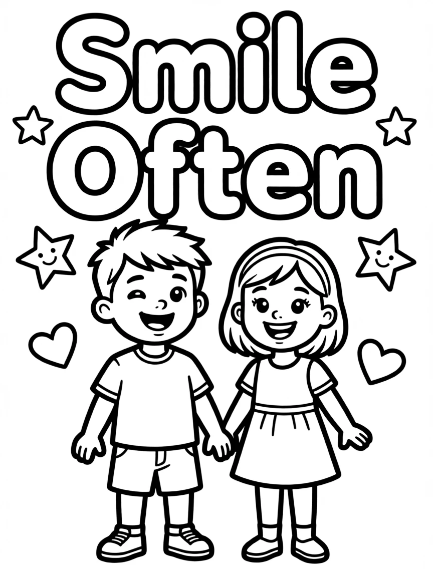 **Smile Often** cheerful coloring page, include the text "Smile Often".
