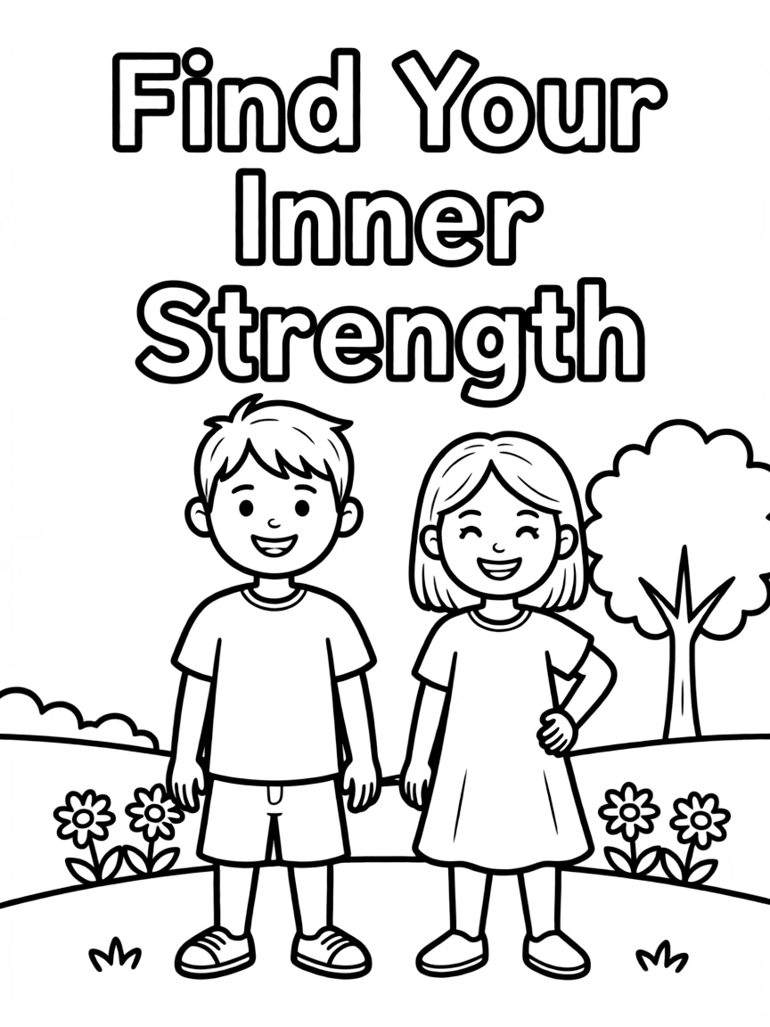 **Find Your Inner Strength** powerful coloring page, include the text "Find Your Inner Strength".