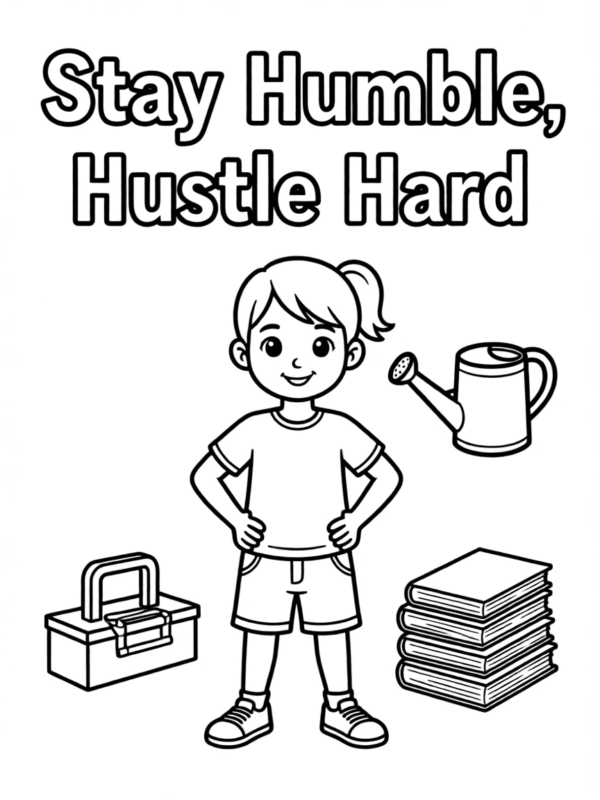 **Stay Humble, Hustle Hard** dedicated coloring page, include the text "Stay Humble, Hustle Hard".