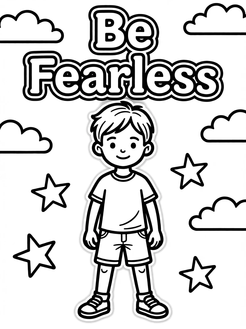 **Be Fearless** bold coloring page, include the text "Be Fearless".