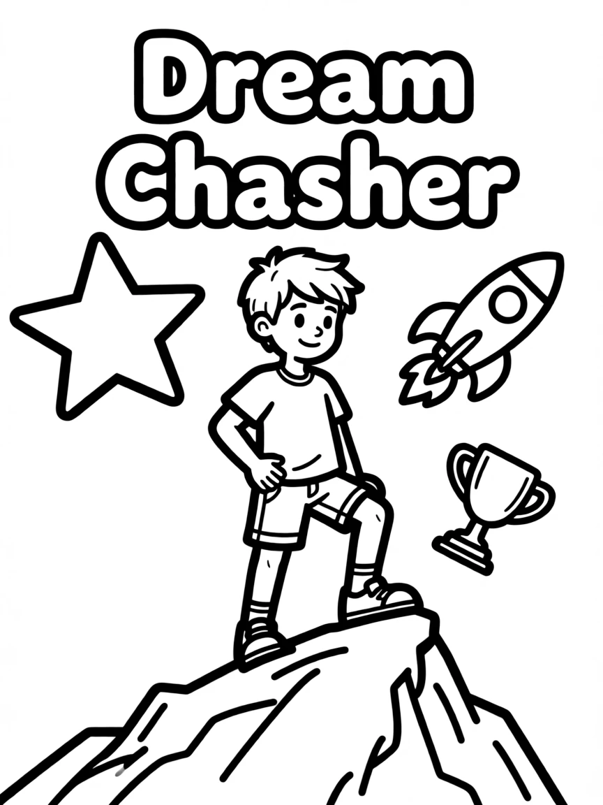 **Dream Chaser** ambitious coloring page, include the text "Dream Chaser".