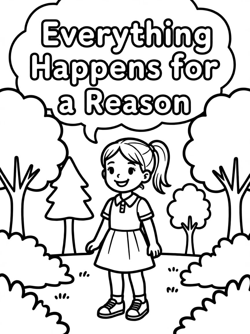 **Everything Happens for a Reason** accepting coloring page, include the text "Everything Happens for a Reason".