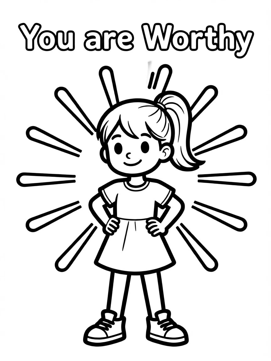 **You are Worthy** deserving coloring page, include the text "You are Worthy".