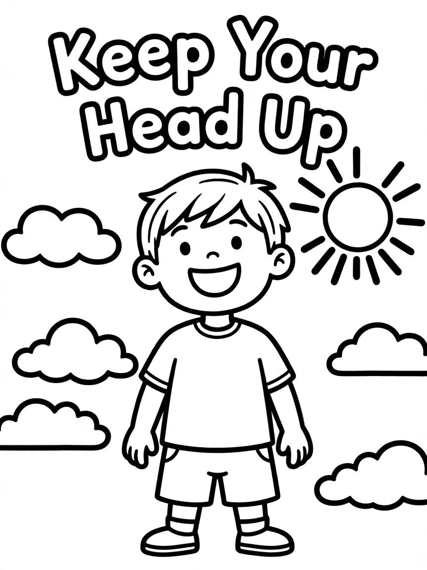 **Keep Your Head Up** hopeful coloring page, include the text "Keep Your Head Up".