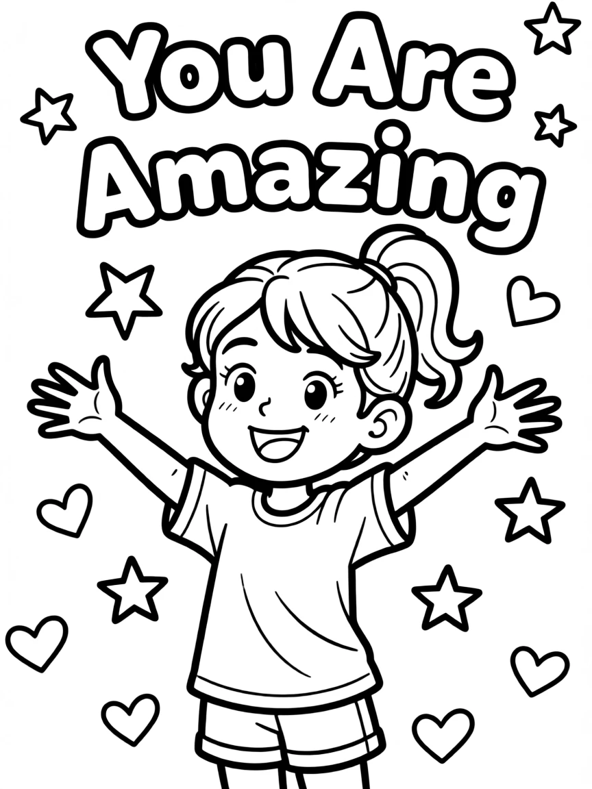 **You Are Amazing** affirmation coloring page, include the text "You Are Amazing".