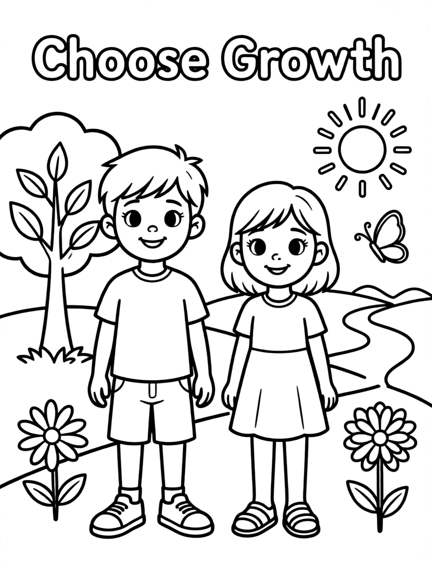 **Choose Growth** evolving coloring page, include the text "Choose Growth".