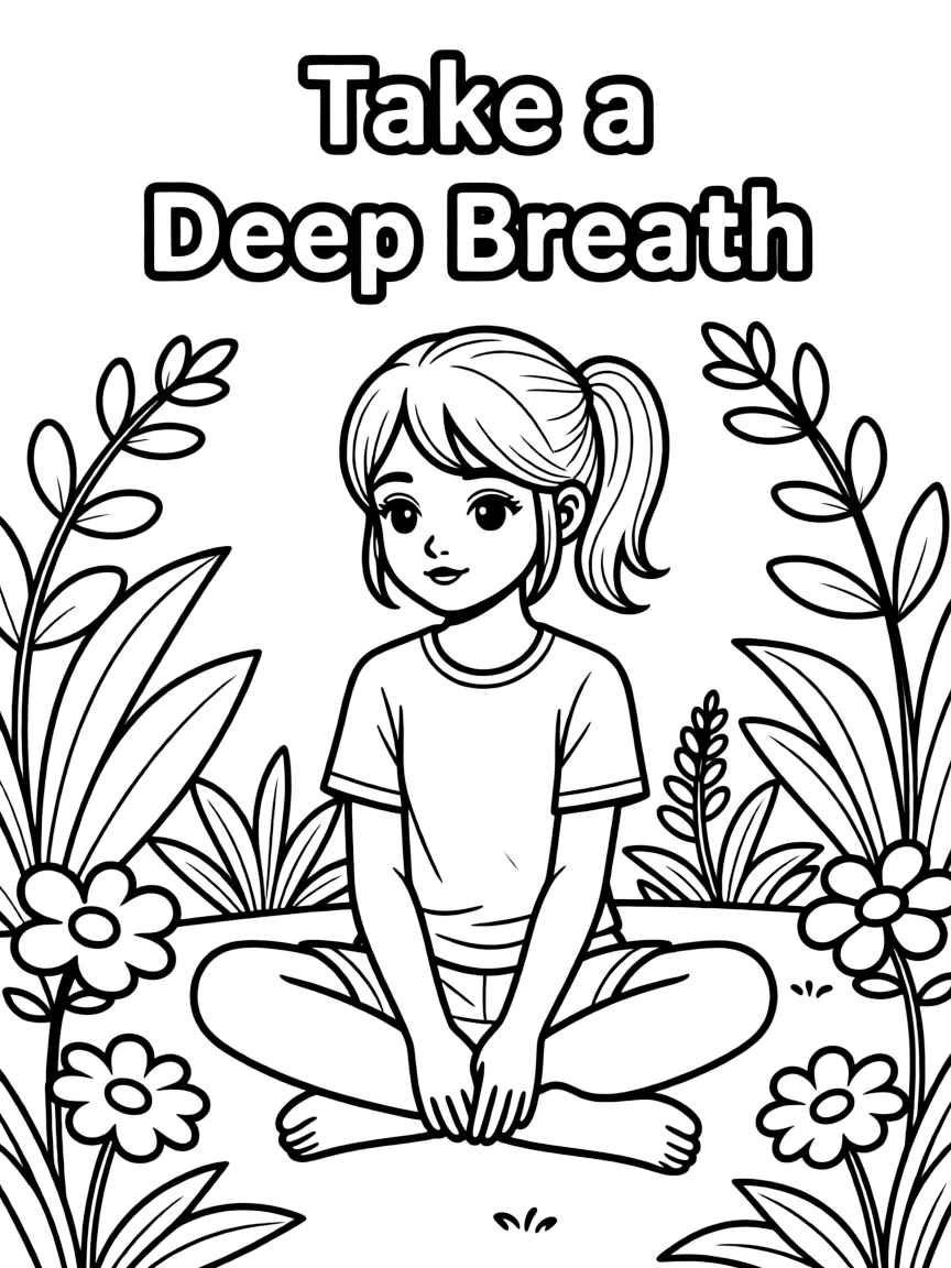 **Take a Deep Breath** calming coloring page, include the text "Take a Deep Breath".