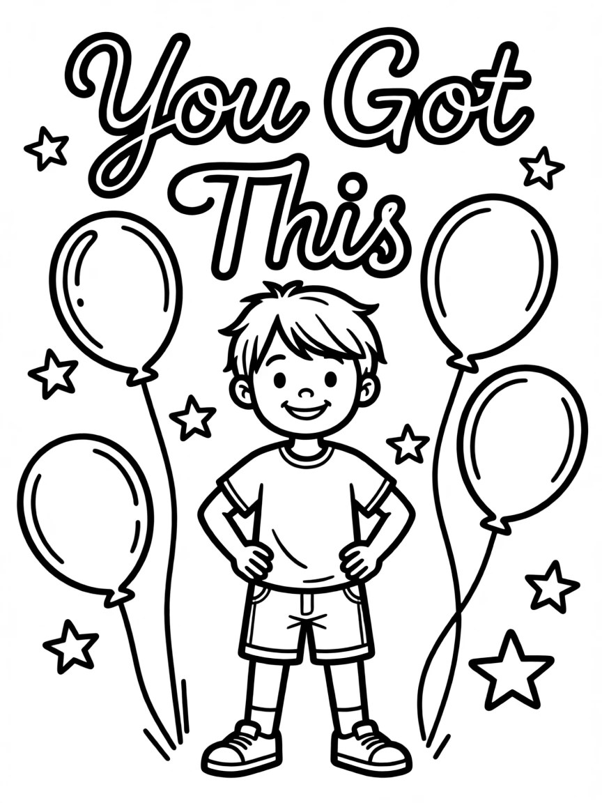 **You Got This** encouraging coloring page, include the text "You Got This".