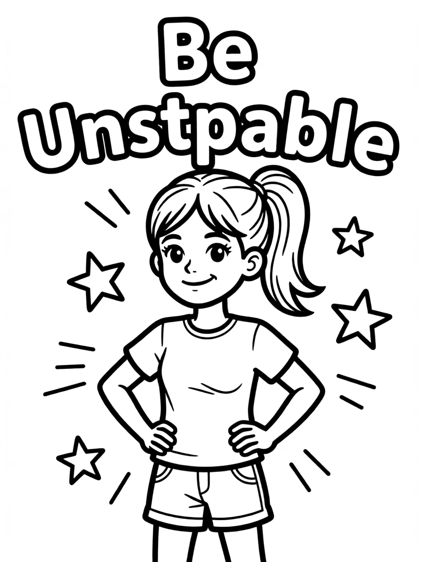 **Be Unstoppable** determined coloring page, include the text "Be Unstoppable".