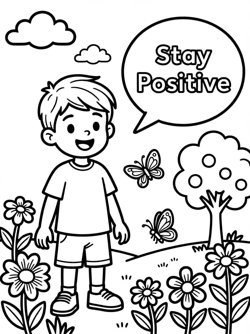 **Stay Positive** resilient coloring page, include the text "Stay Positive".