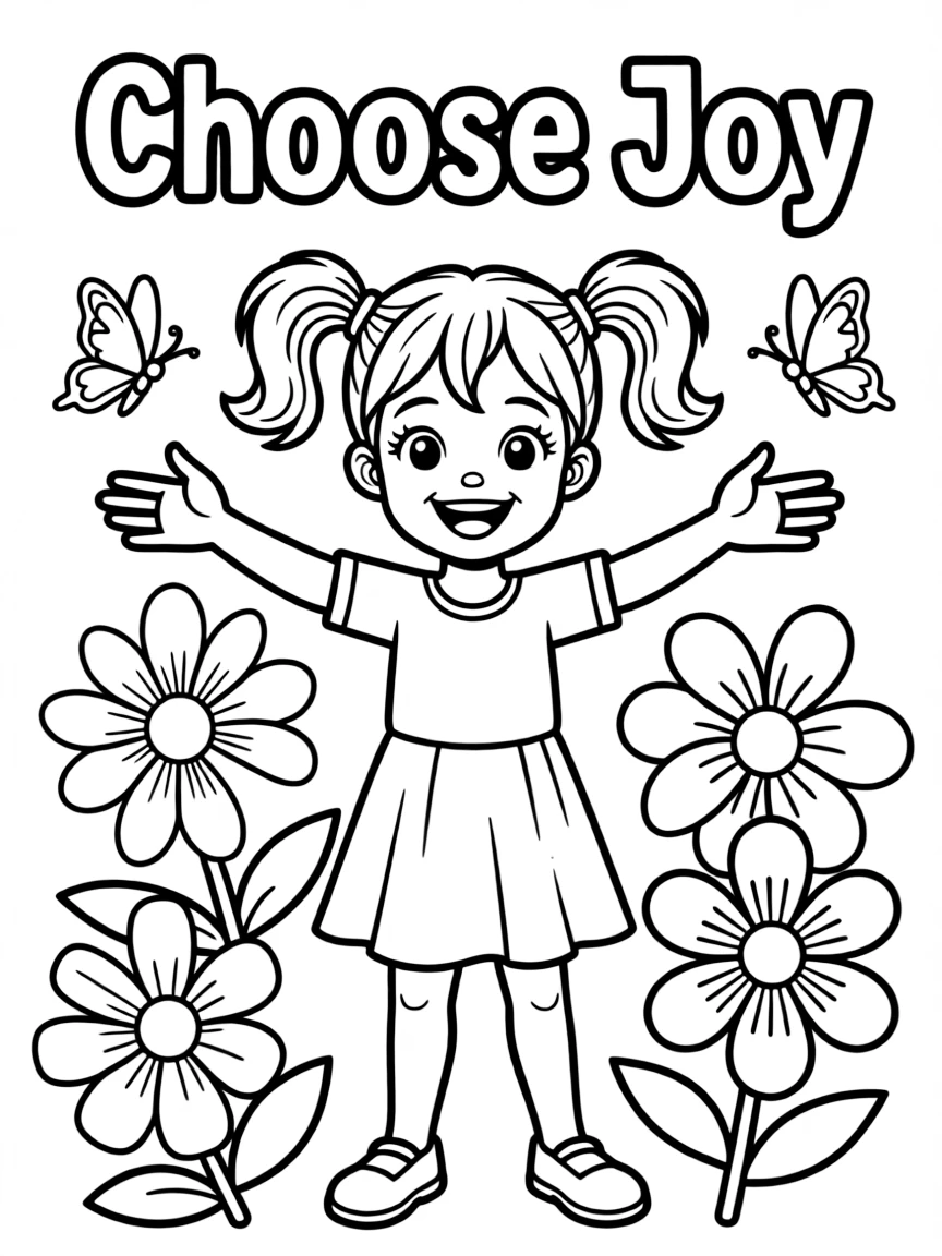 **Choose Joy** deliberate choice coloring page, include the text "Choose Joy".