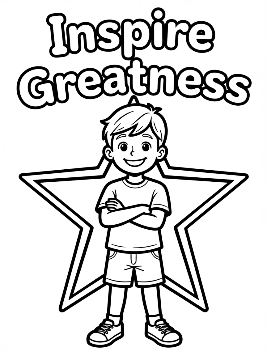 **Inspire Greatness** leadership coloring page, include the text "Inspire Greatness".