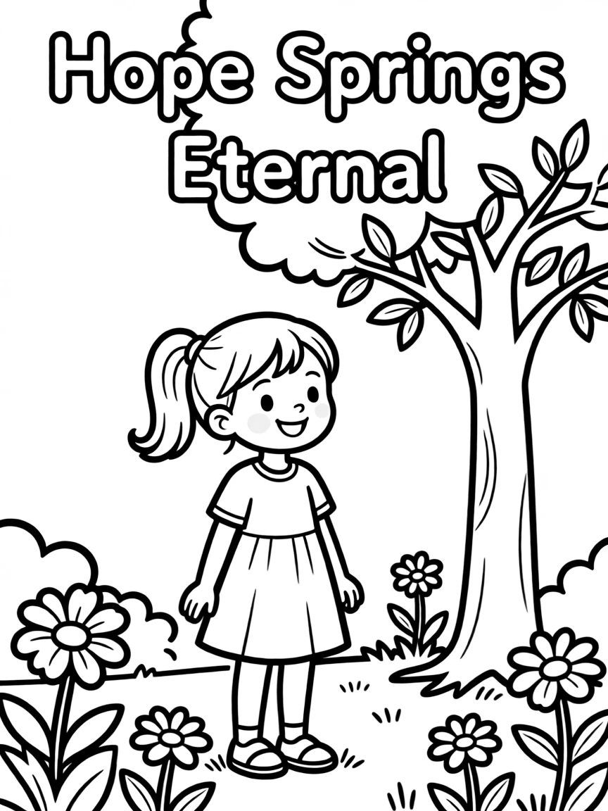 **Hope Springs Eternal** continuous hope coloring page, include the text "Hope Springs Eternal".