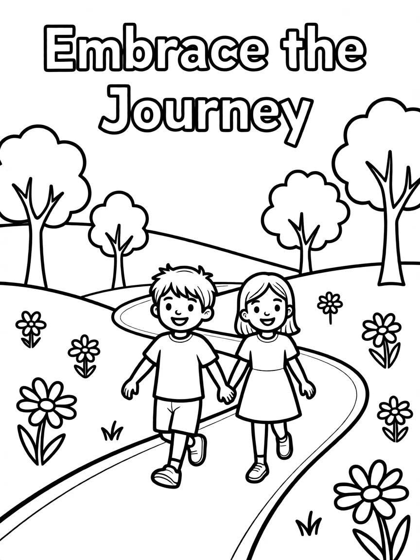 **Embrace the Journey** accepting path coloring page, include the text "Embrace the Journey".