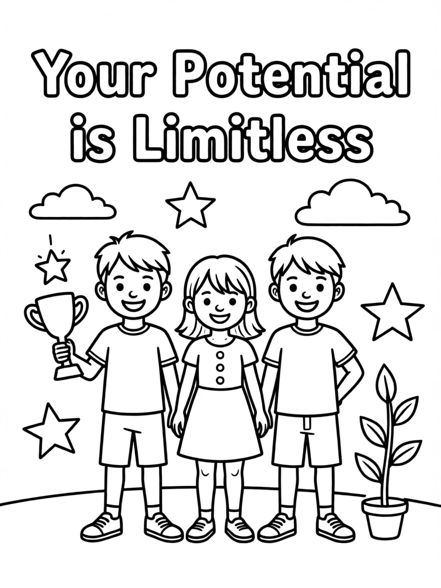 **Your Potential is Limitless** expansive coloring page, include the text "Your Potential is Limitless".