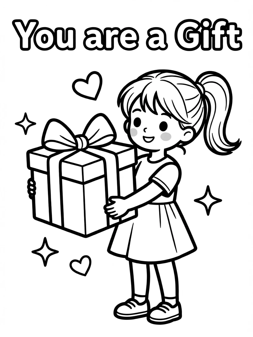 **You are a Gift** appreciative coloring page, include the text "You are a Gift".