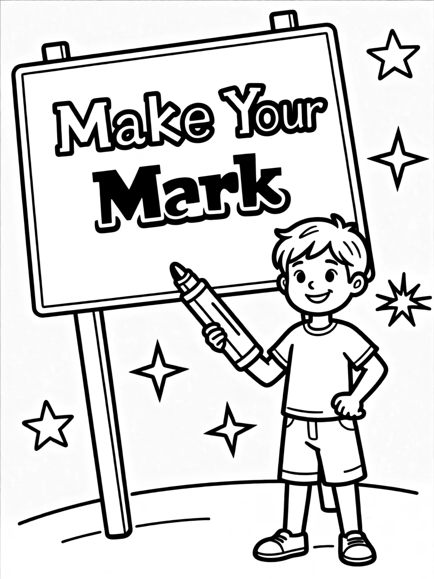 **Make Your Mark** impactful coloring page, include the text "Make Your Mark".
