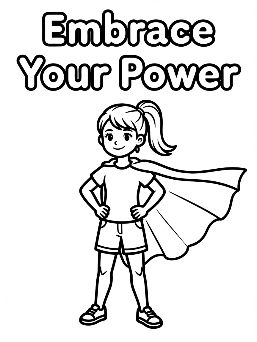 **Embrace Your Power** empowering coloring page, include the text "Embrace Your Power".