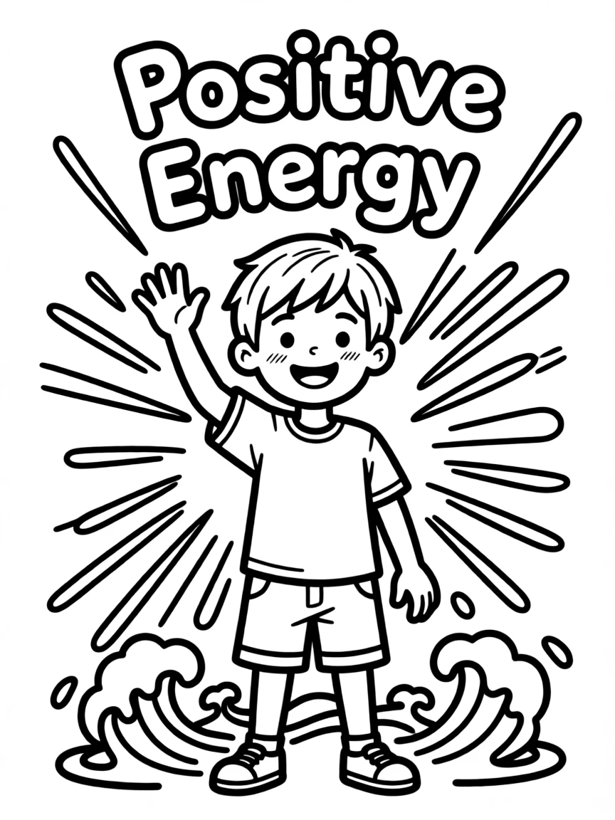 **Positive Energy** vibrant coloring page, include the text "Positive Energy".