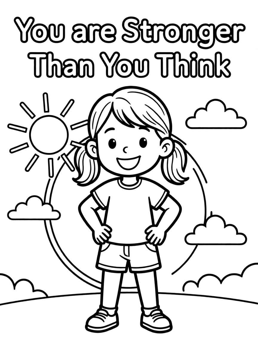 **You are Stronger Than You Think** resilient coloring page, include the text "You are Stronger Than You Think".