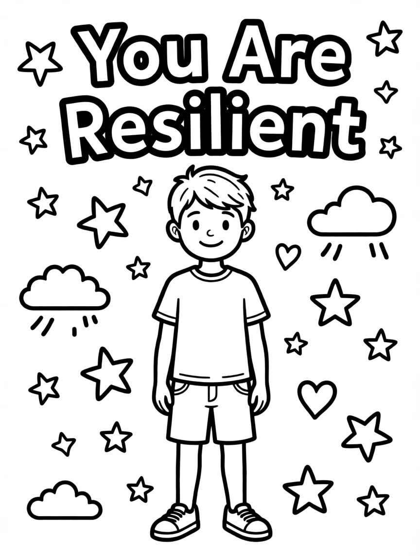 **You Are Resilient** strong coloring page, include the text "You Are Resilient".