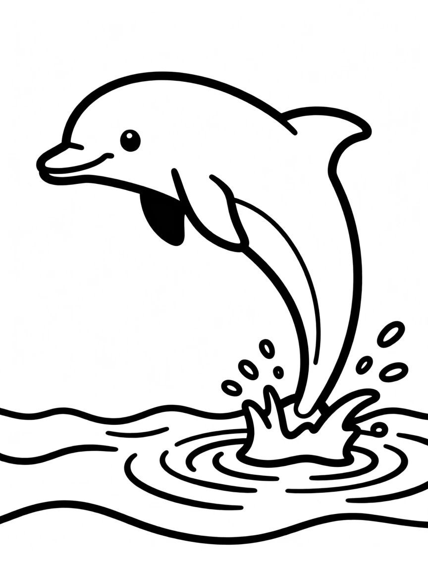 a graceful dolphin jumping out of water coloring page