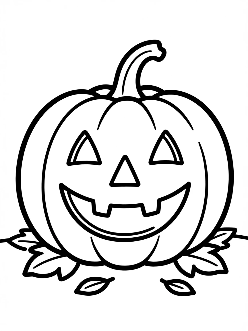 a happy pumpkin with a carved face coloring page