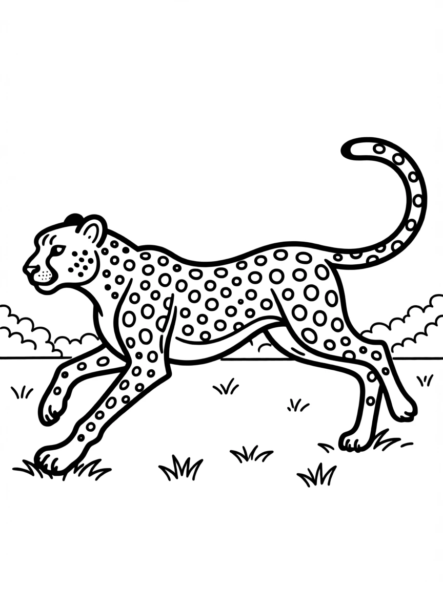 a speedy cheetah running coloring page