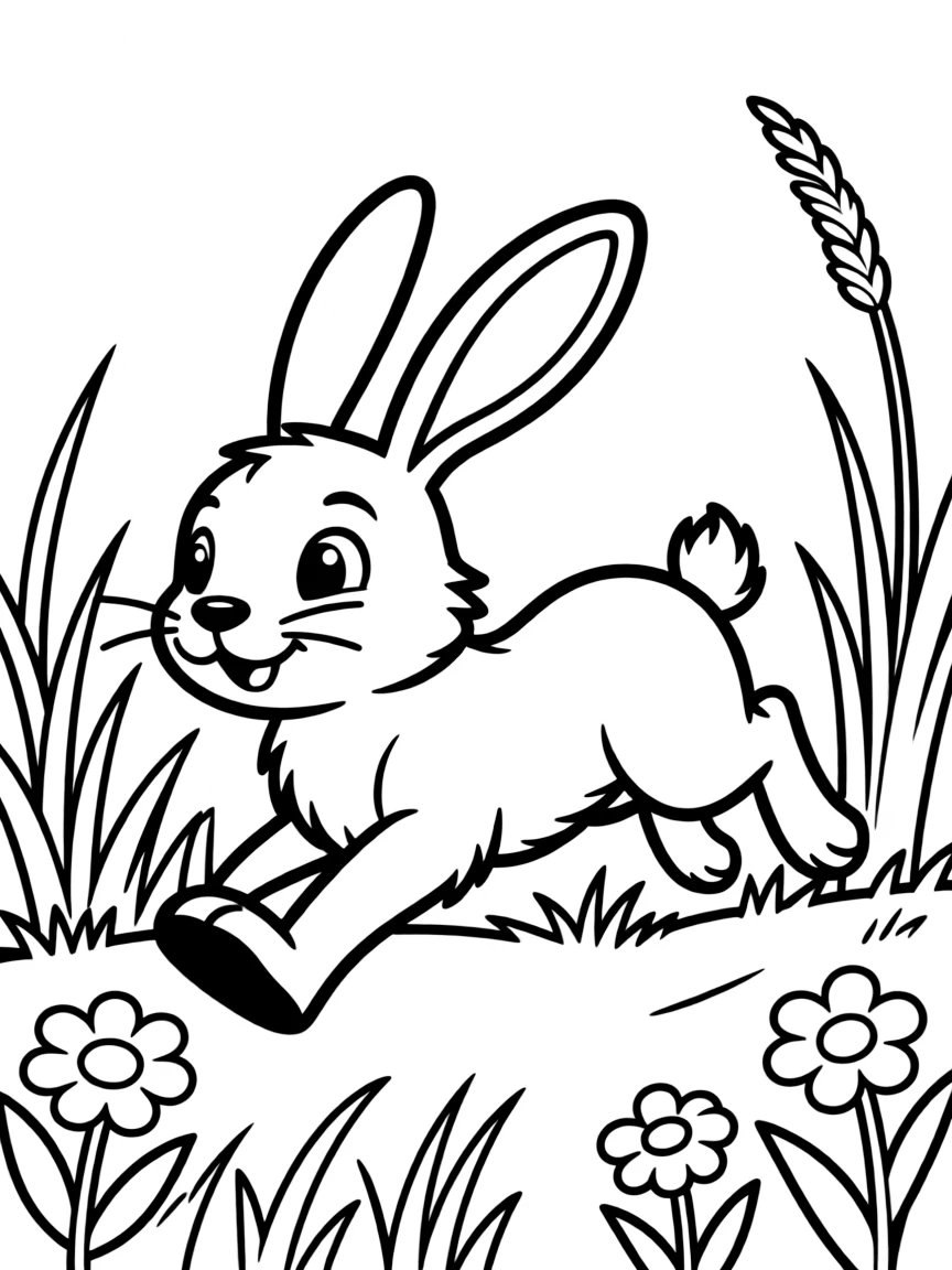 a swift rabbit hopping coloring page