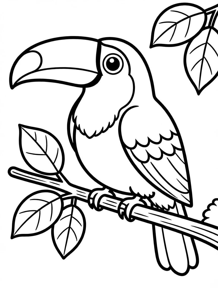 a colorful toucan with big beak coloring page