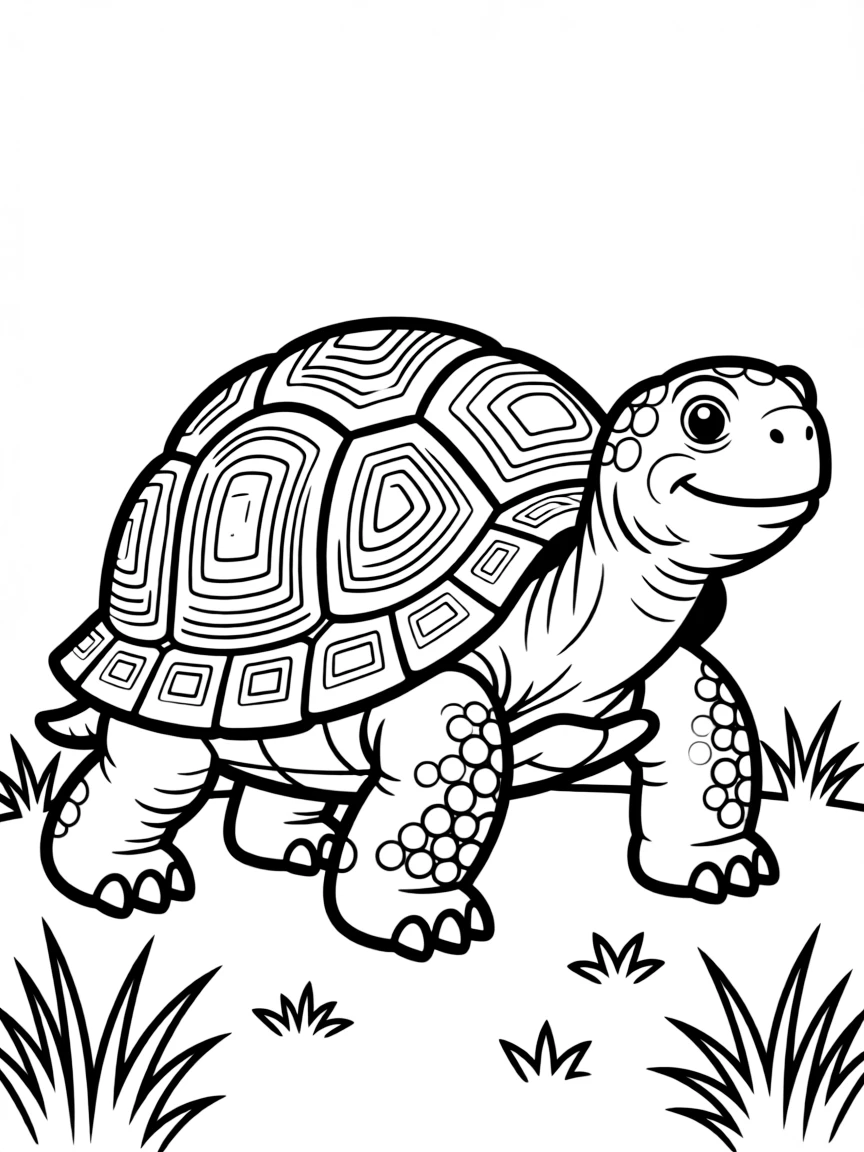 a wise old tortoise carrying its shell coloring page