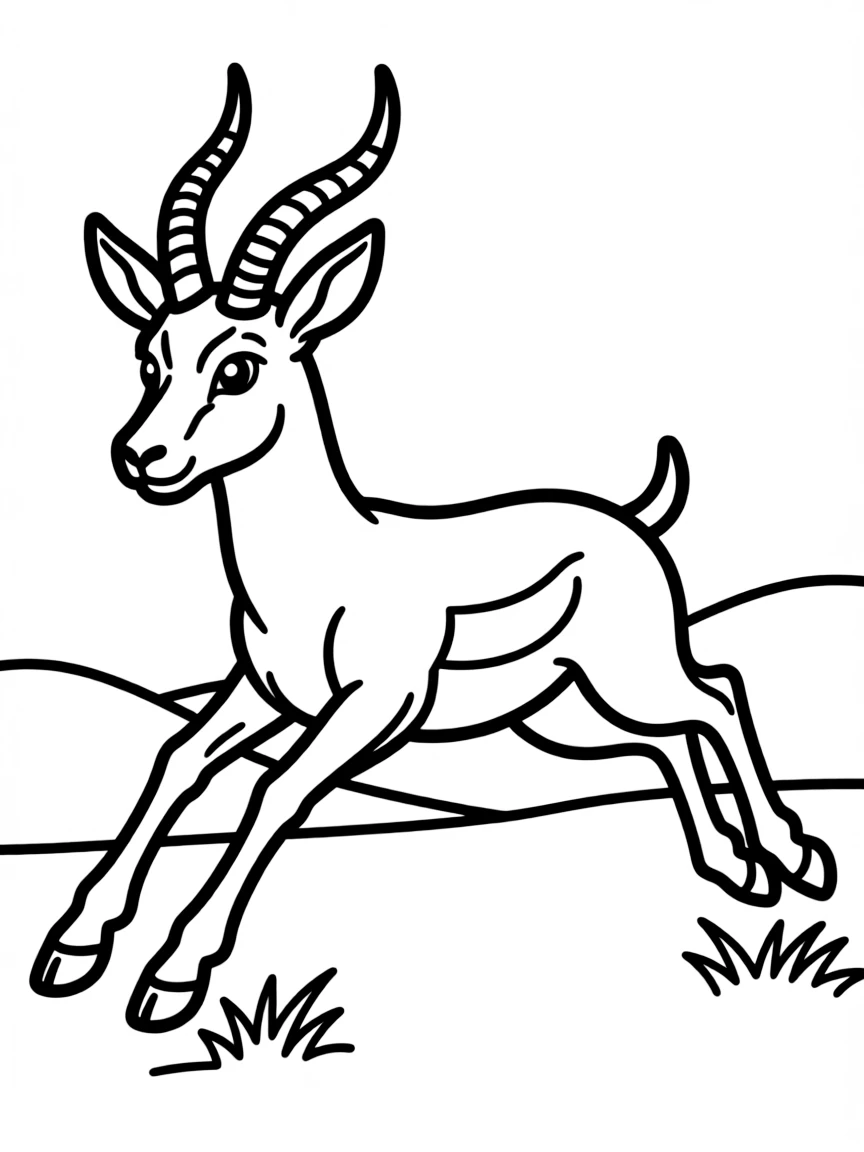 a speedy gazelle leaping coloring page