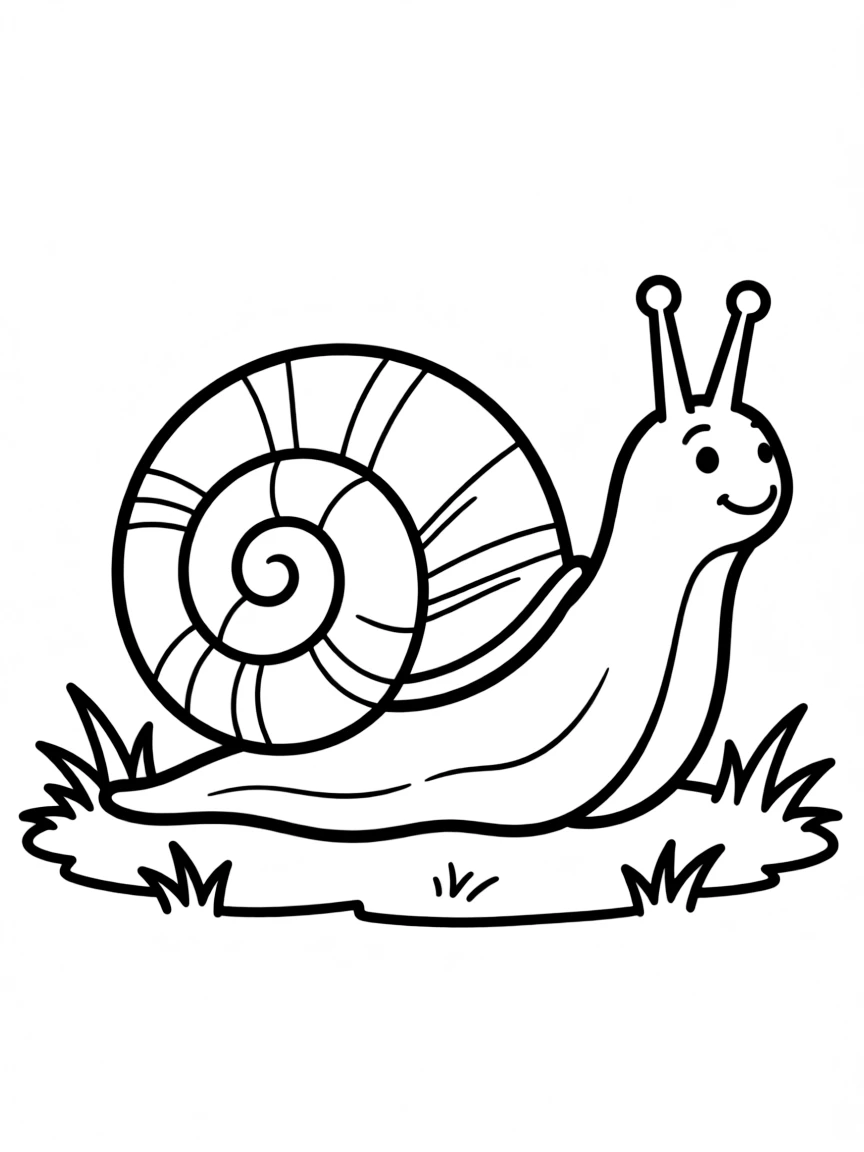 a patient snail slowly moving coloring page