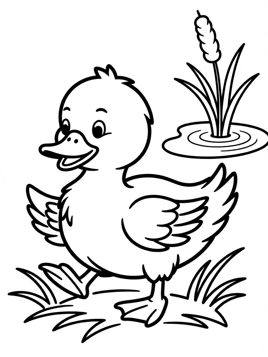 a sweet little duck waddling coloring page