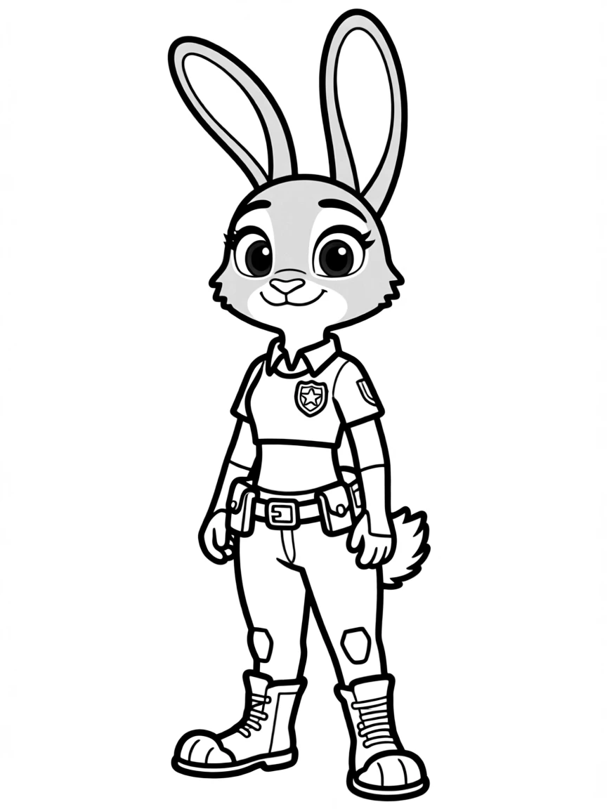 (Zootopia) Judy Hopps proudly wearing her police uniform and badge  
