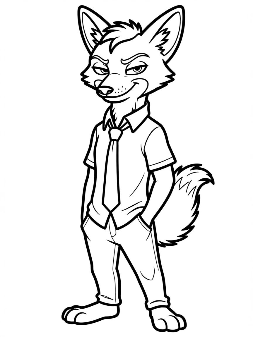 (Zootopia) Nick Wilde smirking with his paws in his pockets  