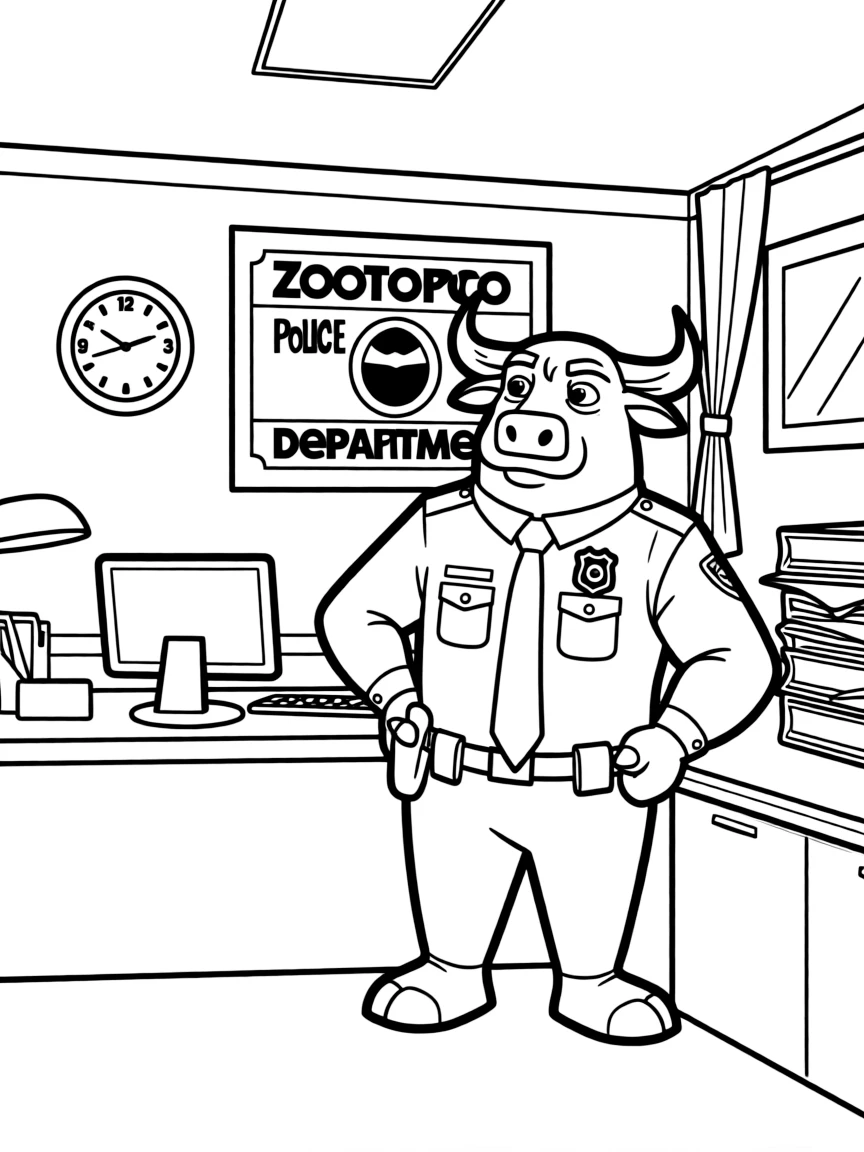 (Zootopia) Chief Bogo giving orders in the Zootopia Police Department  