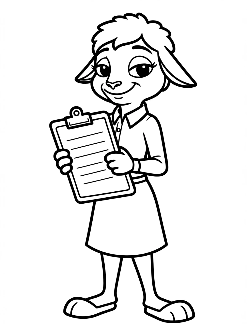 (Zootopia) Bellwether holding her clipboard with a hidden plan  