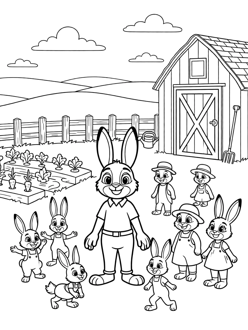 (Zootopia) Bunnyburrow with Judy’s large bunny family on the farm  