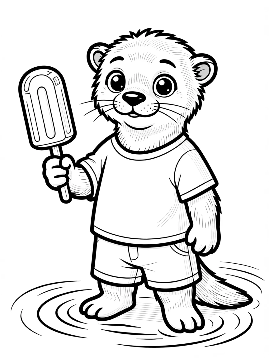 (Zootopia) The little lost otter Emmitt Otterton with a popsicle  