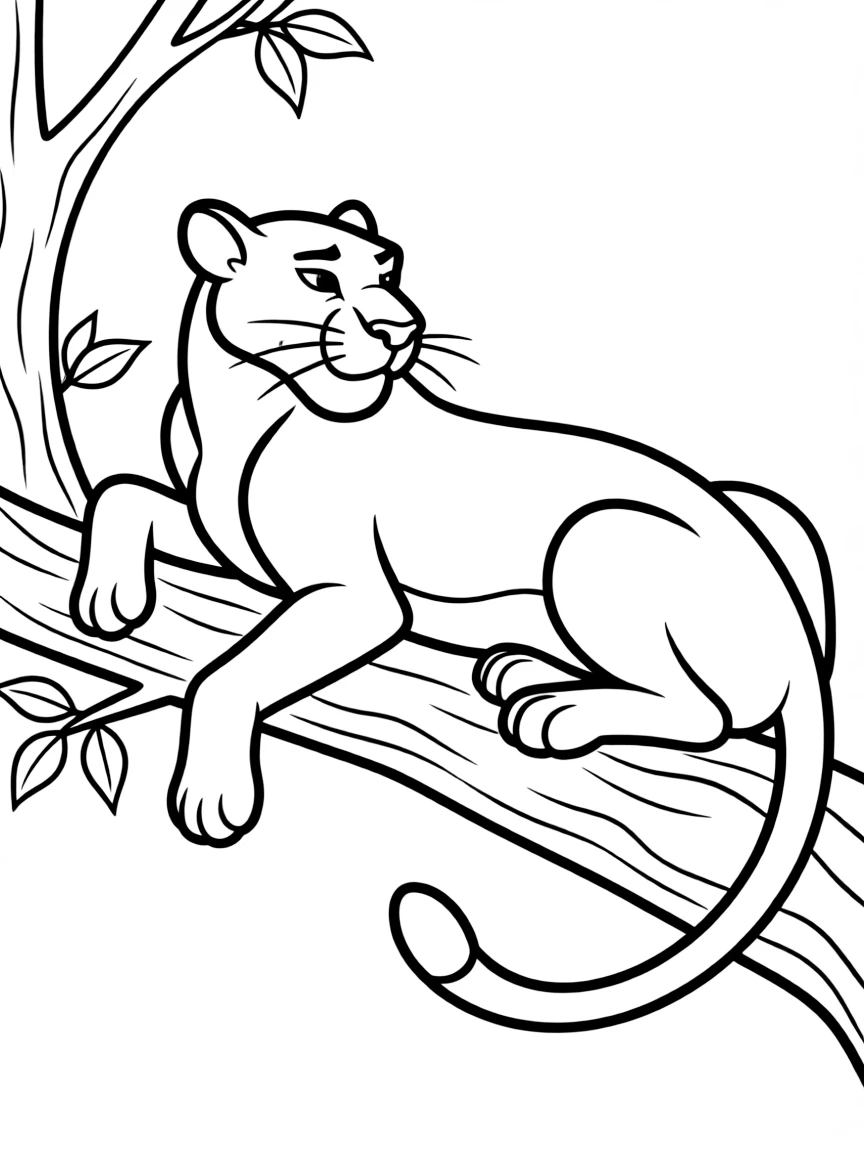 (The Jungle Book) Bagheera the black panther resting on a tree branch