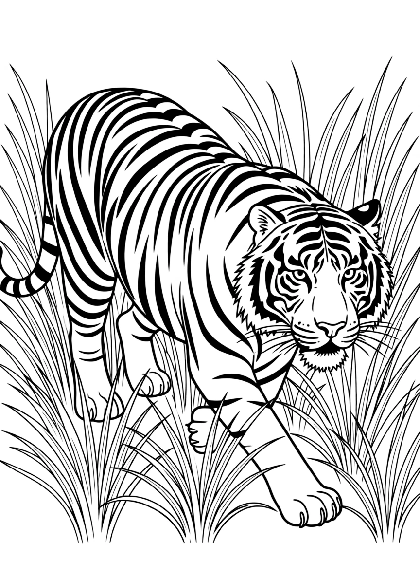 (The Jungle Book) Shere Khan the tiger prowling through the tall grass